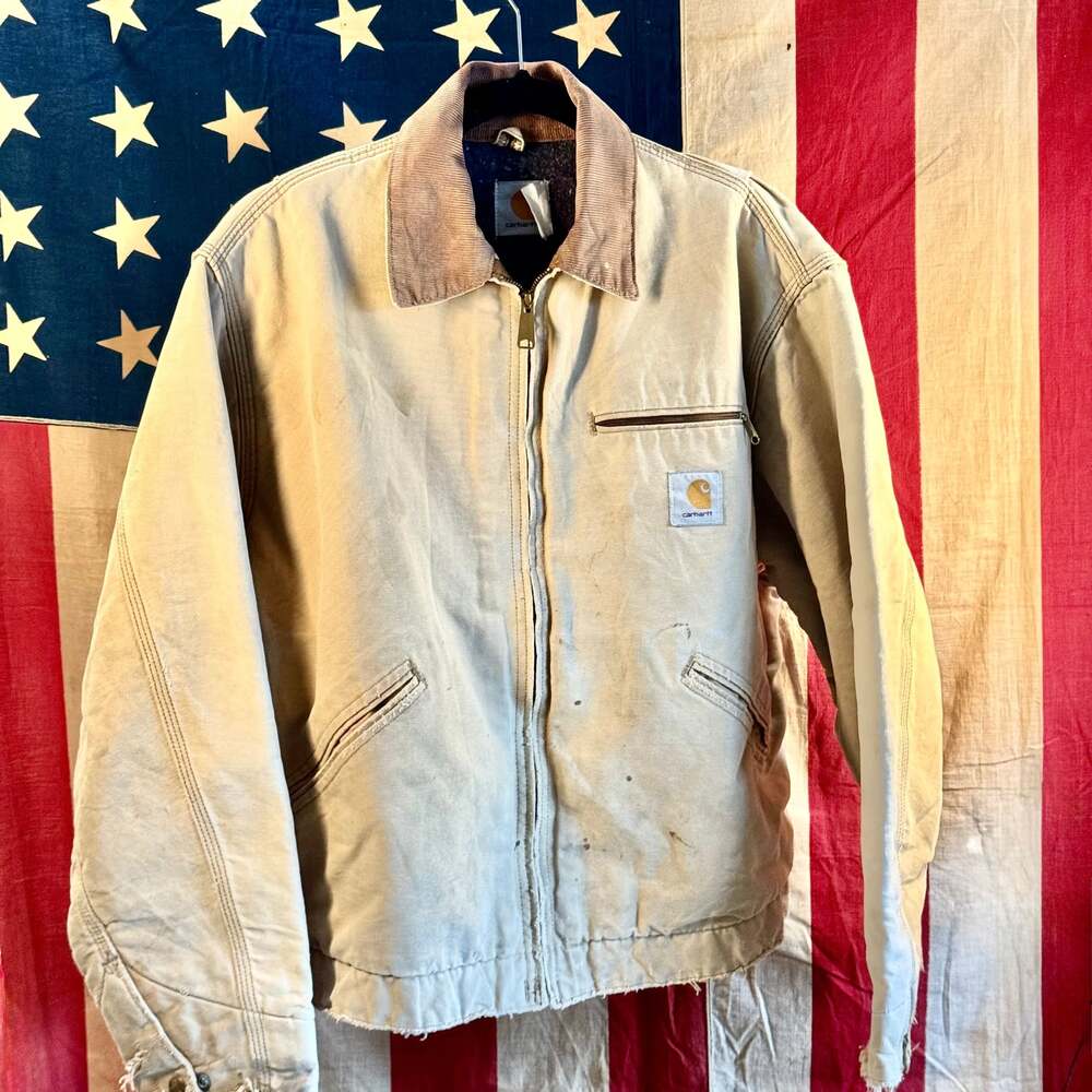 Vintage Carhartt Detroit J01 Brown Duck Canvas Blanket Lined Work Jacket